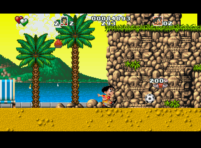 Soccer Kid (Jaguar) screenshot: Italy - Stage 1 - Kicking a clam right into his shell.