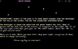 Arcade 2 (DOS) screenshot: Depth Charge Instructions