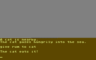 Empire of Karn (Commodore 64) screenshot: When entering a screen for a second time, the graphics are not displayed, type in "picture" to see them again