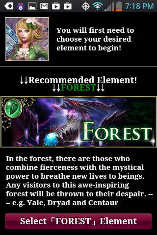 Legend of the Cryptids (Android) screenshot: Yvette, some sort of forest spirit, will be your guide.