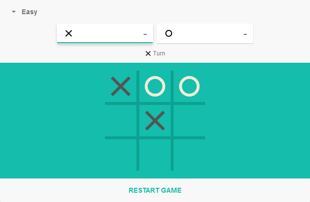 Tic Tac Toe (Browser) screenshot: A game in progress