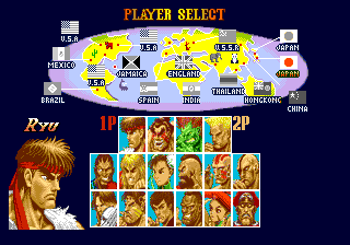Super Street Fighter II (Amiga) screenshot: Character selection (ECS)