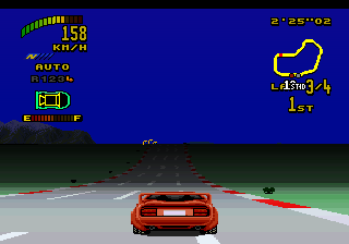 Top Gear 2 (Amiga CD32) screenshot: Driving downhill