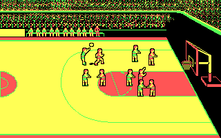 Pure-Stat College Basketball (DOS) screenshot: Shot!