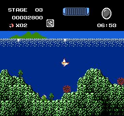Ultraman: Kaijū Teikoku no Gyakushū (NES) screenshot: Stage 3 takes place underwater
