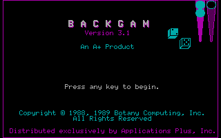 Backgammon (DOS) screenshot: Title screen