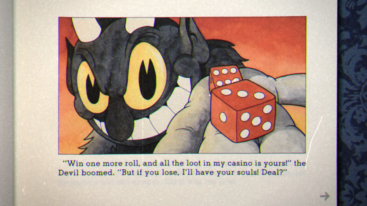 Cuphead (Windows) screenshot: Never make deals with the Devil...