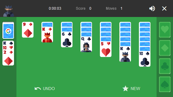 Solitaire (Browser) screenshot: A game in progress (Hard)