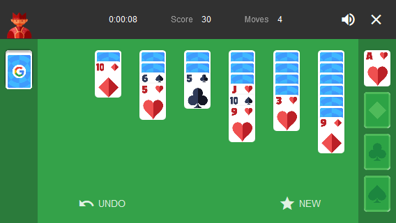 Solitaire (Browser) screenshot: A game in progress (Easy)