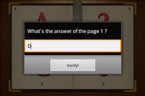 Book of Enigmas (Android) screenshot: Entering and answer