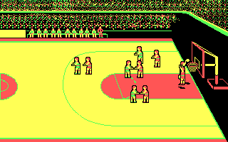 Pure-Stat College Basketball (DOS) screenshot: Nice Dunk!