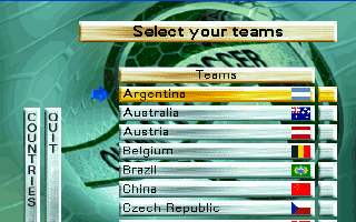 Olympic Soccer (DOS) screenshot: Team Selection