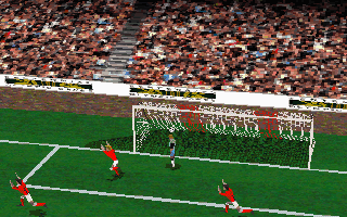 Olympic Soccer (DOS) screenshot: Japan takes the Lead