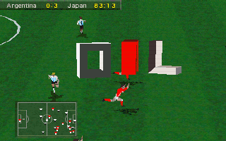 Olympic Soccer (DOS) screenshot: GOAL!!!