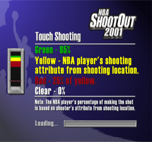 NBA ShootOut 2001 (PlayStation) screenshot: Start game... Loading...