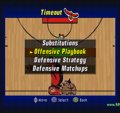 NBA ShootOut 2001 (PlayStation) screenshot: Timeout menu