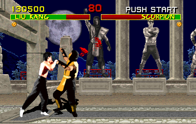 Mortal Kombat (Arcade) screenshot: Blood! Game is brutal