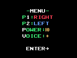 Mr. Roboto! (Odyssey 2) screenshot: The main menu. Select player sides, robot power and Voice support.