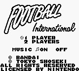 Football International (Game Boy) screenshot: Title screen.