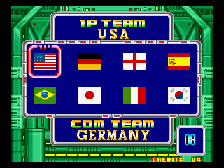Soccer Brawl (Neo Geo) screenshot: Choose your country.
