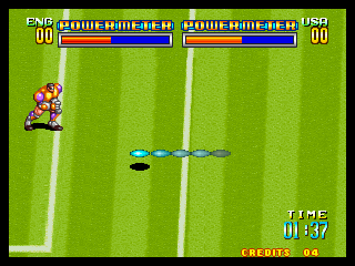 Soccer Brawl (Neo Geo) screenshot: It's a shot.