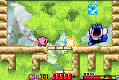 Kirby: Nightmare in Dreamland (Game Boy Advance) screenshot: The minibosses have become a whole lot bigger. Less mini, so to speak.