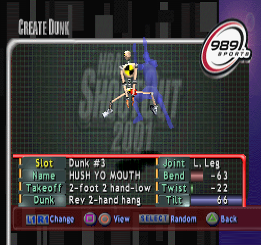 NBA ShootOut 2001 (PlayStation) screenshot: Create Dunk