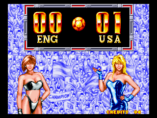 Soccer Brawl (Neo Geo) screenshot: Goal to the USA.