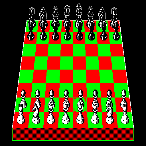 Psion Chess (Sinclair QL) screenshot: 3D board display