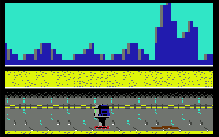 Floyd the Droid (Commodore 64) screenshot: Battle with an Alligator (Dutch)