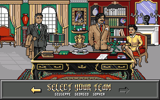 Crime Does Not Pay (Amiga) screenshot: Choose your family.