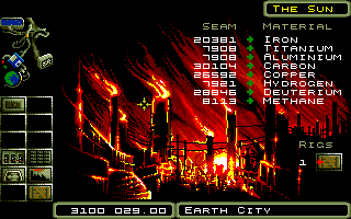 Deuteros: The Next Millennium (Amiga) screenshot: Amount of materials.