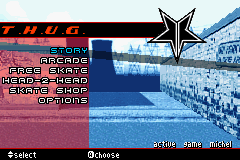 Tony Hawk's Underground (Game Boy Advance) screenshot: Main menu