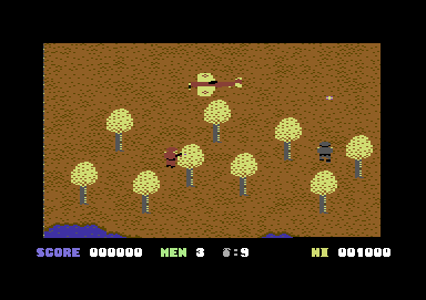 Who Dares Wins II (Commodore 64) screenshot: Later in level 1