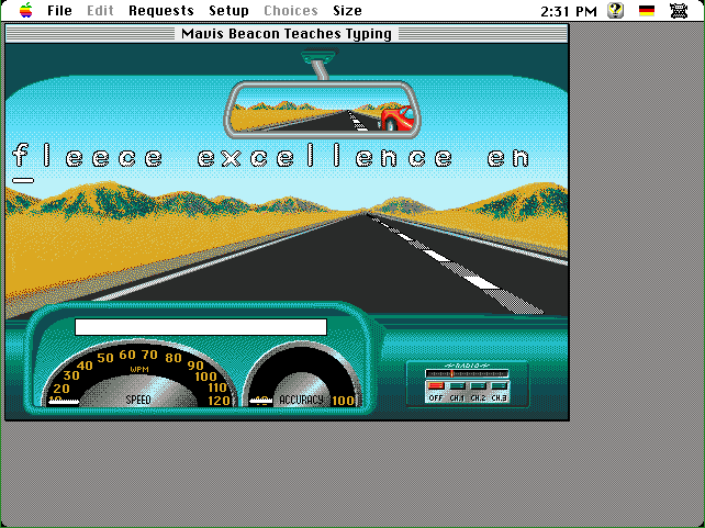Mavis Beacon Teaches Typing! (Macintosh) screenshot: Typeracer