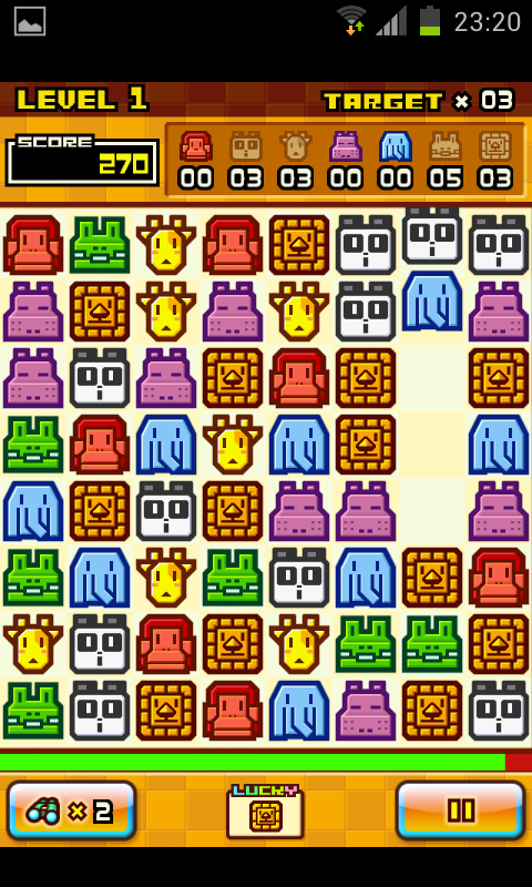 Zoo Keeper (Android) screenshot: Tiles fall down as matches are made