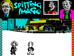 Spitting Image: The Computer Game (ZX Spectrum) screenshot: Let's fight.