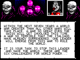 Spitting Image: The Computer Game (ZX Spectrum) screenshot: The story.