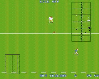 World Class Rugby (Amiga) screenshot: Kick-off.