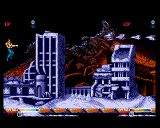 Forgotten Worlds (Amiga) screenshot: Let's go.