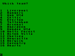 British Super League (ZX Spectrum) screenshot: Pick your team