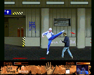 Prawo krwi (Amiga) screenshot: Jump kick in the face