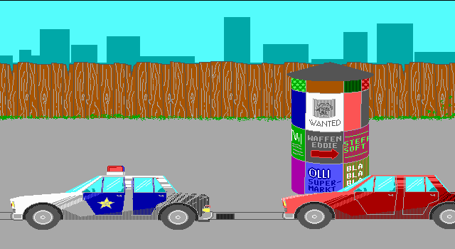 Crime Fighter (DOS) screenshot: Police can randomly stop and interrogate citizens... I probably have a broken tail light or something