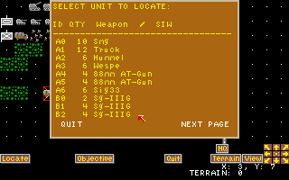 Kampfgruppe (Amiga) screenshot: Locate one of your units