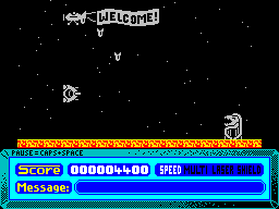 F.I.R.E. (ZX Spectrum) screenshot: More of level 1... that "Welcome" might be sarcastic.