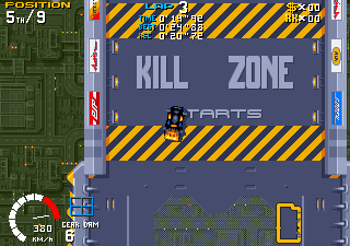 Roadkill (Amiga CD32) screenshot: Driving through the kill zone