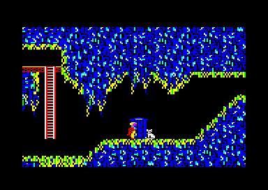 Doctor Who and the Mines of Terror (Amstrad CPC) screenshot: Starting location. Doctor Who and Splinx arrived.