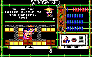 Windwalker (Amiga) screenshot: If you are defeated by the Warlord's guards, you will end up in prison.