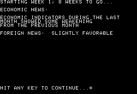 President Elect (Apple II) screenshot: Starting the 1980 election between Carter and Reagan.