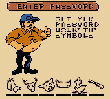 Billy Bob's Huntin'-n-Fishin' (Game Boy Color) screenshot: For example, the password screen.
